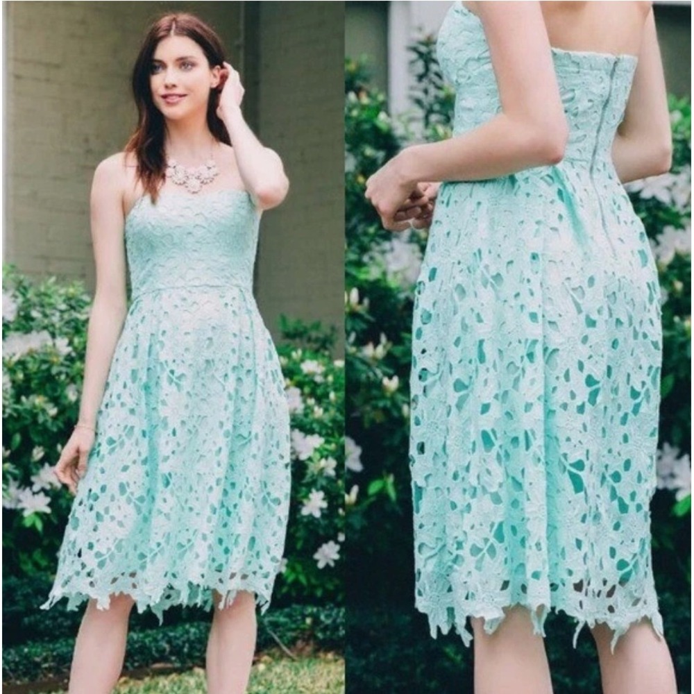 Alya Francesca's Strapless Lace Dress Size S‎ Mint NEW Floral Sweetheart Midi